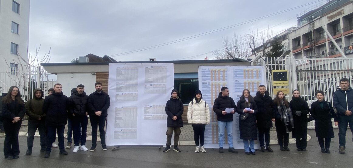 Studentët protestojnë para Zyrës së BE-së, përmendin vështirësitë e shqiptarëve për punësim në institucione të Serbisë