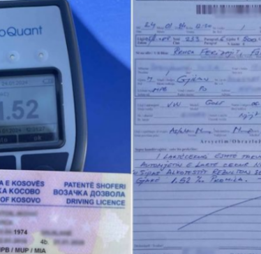 Voziti në gjendje të dehur, Policia në Gjilan gjobit shoferin