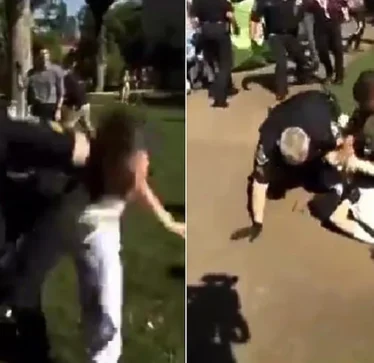 Videoja e arrestimit të një profesoreshës në  demonstratë pro-palestineze tmerroi botën: polici e hodhi në tokë