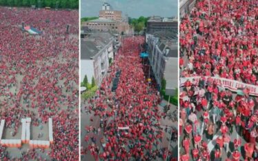 Dhjetëra mijëra njerëz protestojnë në Hagë duke kërkuar që qeveria…