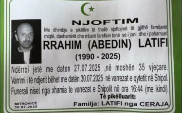 Sot varroset Rrahim Latifi që humbi jetën në Ujman
