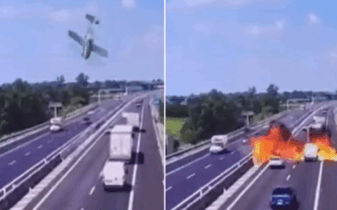 Video tronditëse, avioni rrëzohet në mes të autostradës në Itali,…