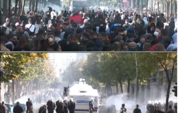 Përplasje e dhunshme mes policisë dhe protestuesve në Tiranë