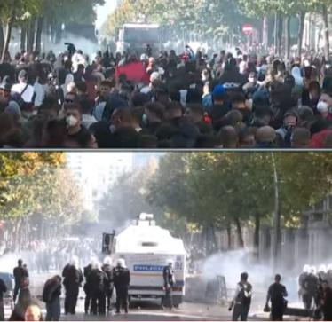 Përplasje e dhunshme mes policisë dhe protestuesve në Tiranë